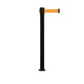 Montour Line Stanchion Belt Barrier Fixed Base Black Post 11ft.Fl. Orange Belt MX630F-BK-FOR-110